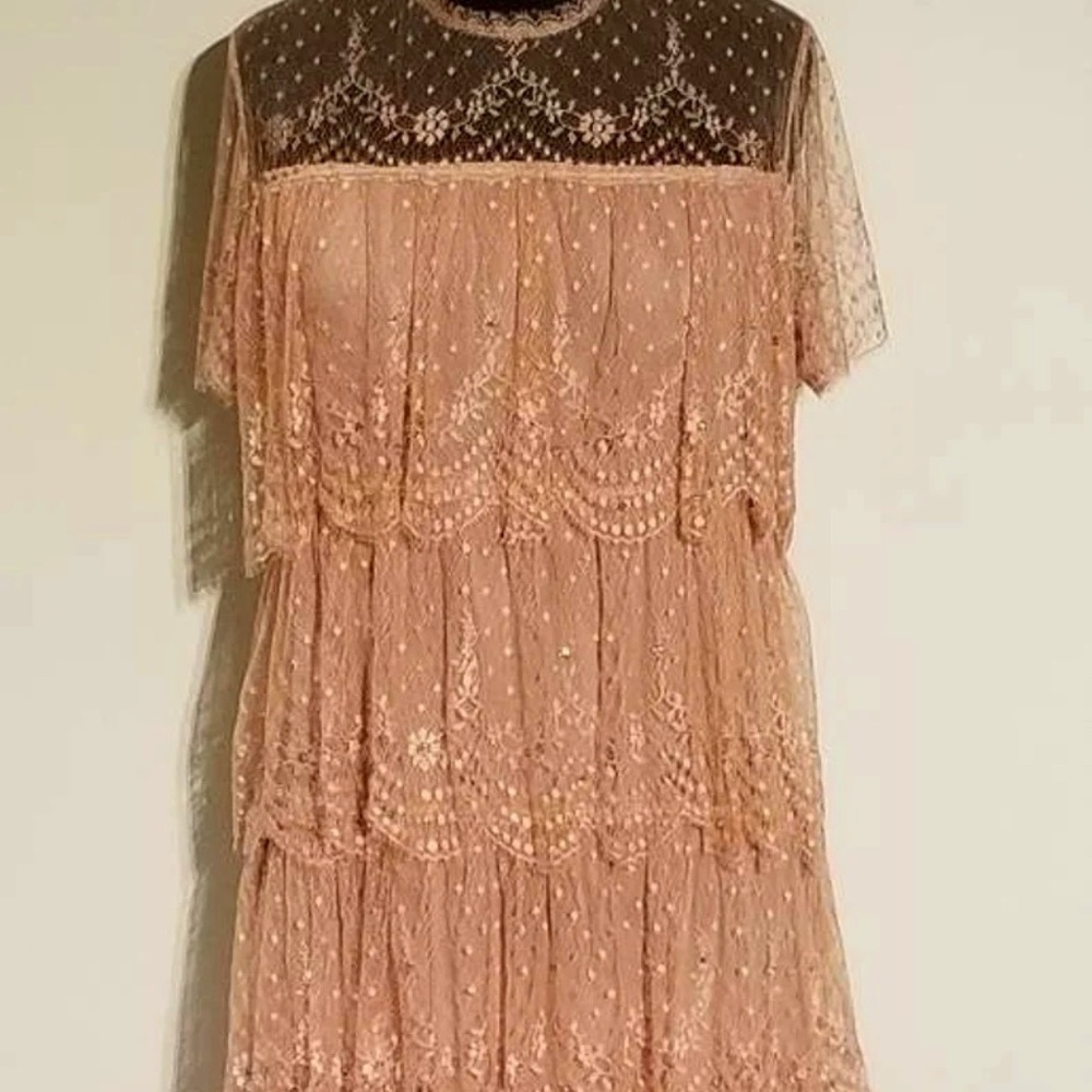 So pretty for the holidays! Rare Vintage Flapper Style Dress Lace/Rhinestones